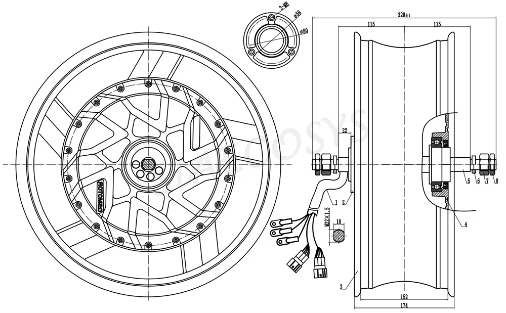 QSMotor 17X6.0 polegadas 70H 1 - 12000W Electric Motorcycle Hub Motor avaliação e preço